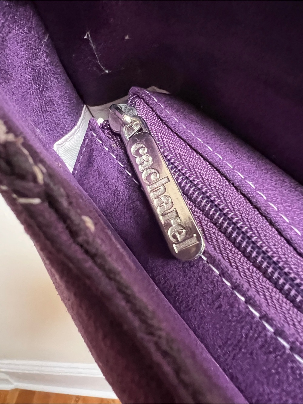 Purple faux Suede Shoulder Bag - Elegant Everyday Hobo - Picture 5 of 8